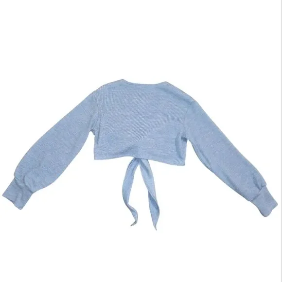 [Set of 3] SHEIN Coquette Set Blue Tie Front Cardigan Floral Lace Crop Top Sz M - Picture 5 of 8